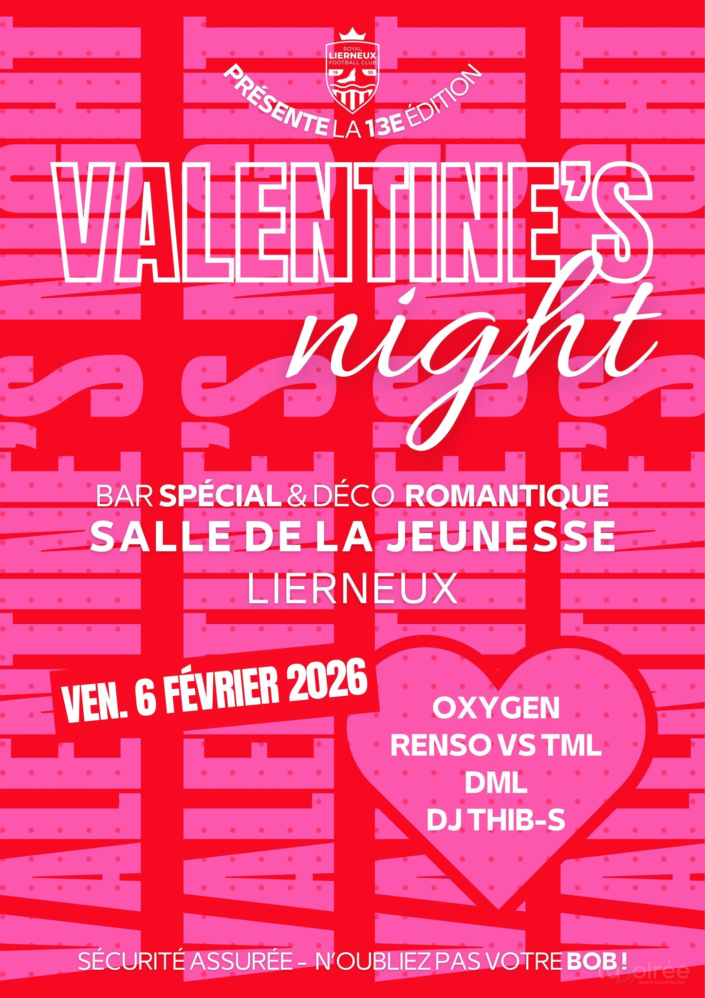 Affiche de la soirée Valentine’s Night à Lierneux