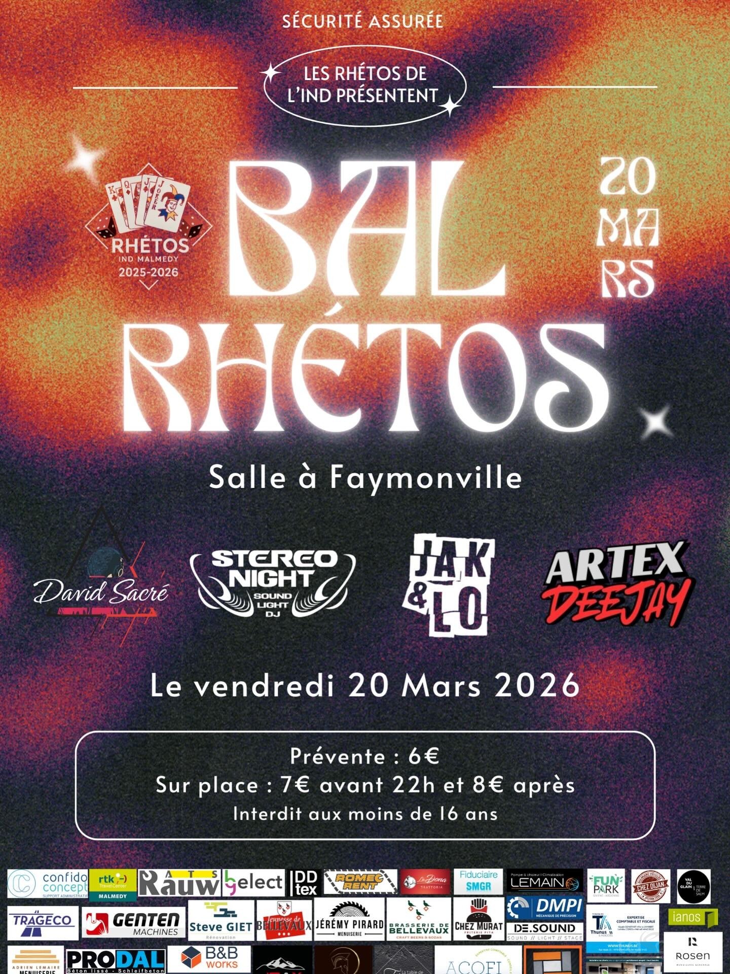 Affiche de la soirée Bal Rhétos IND à Faymonville