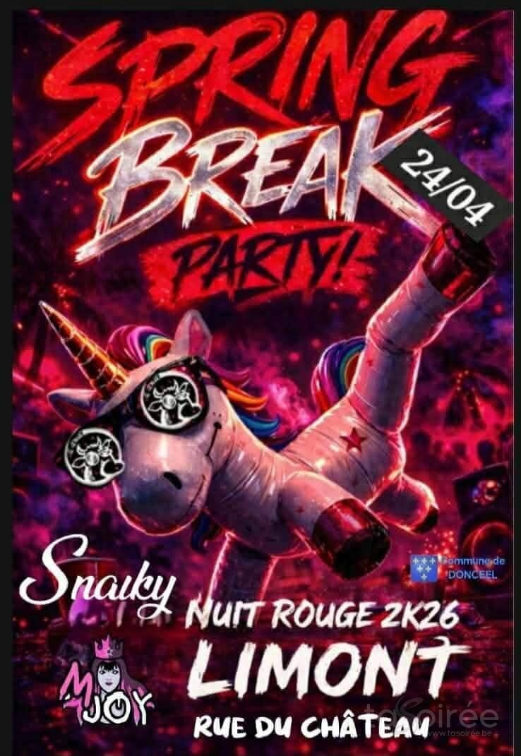 Affiche de la soirée La nuit rouge - Spring break party à Donceel