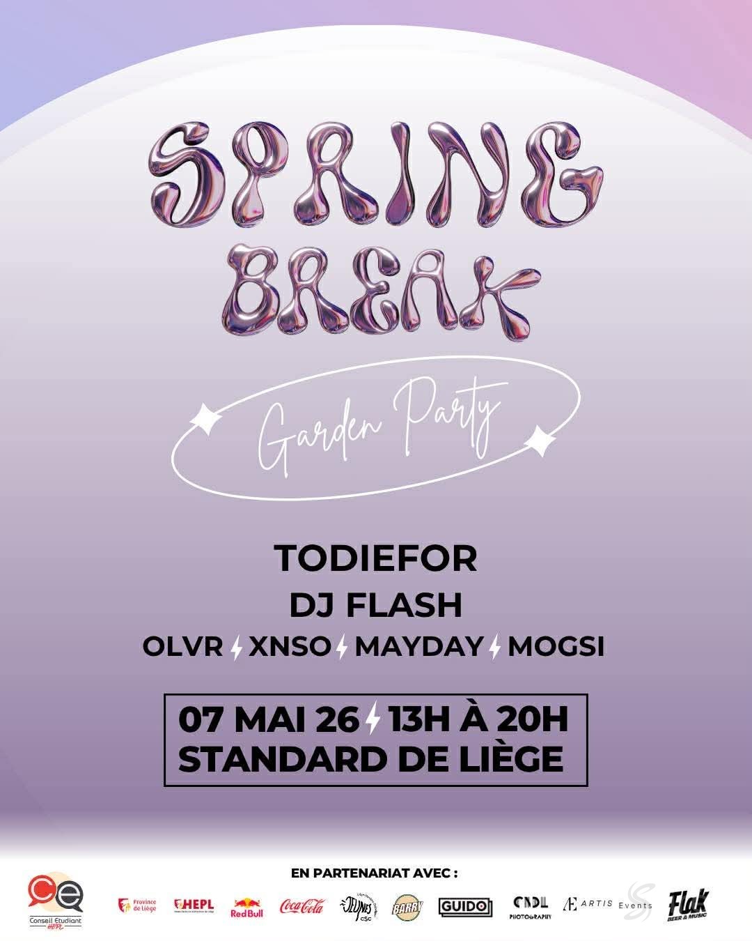 Affiche de la soirée Spring Break : Garden Party CE HEPL à Liège
