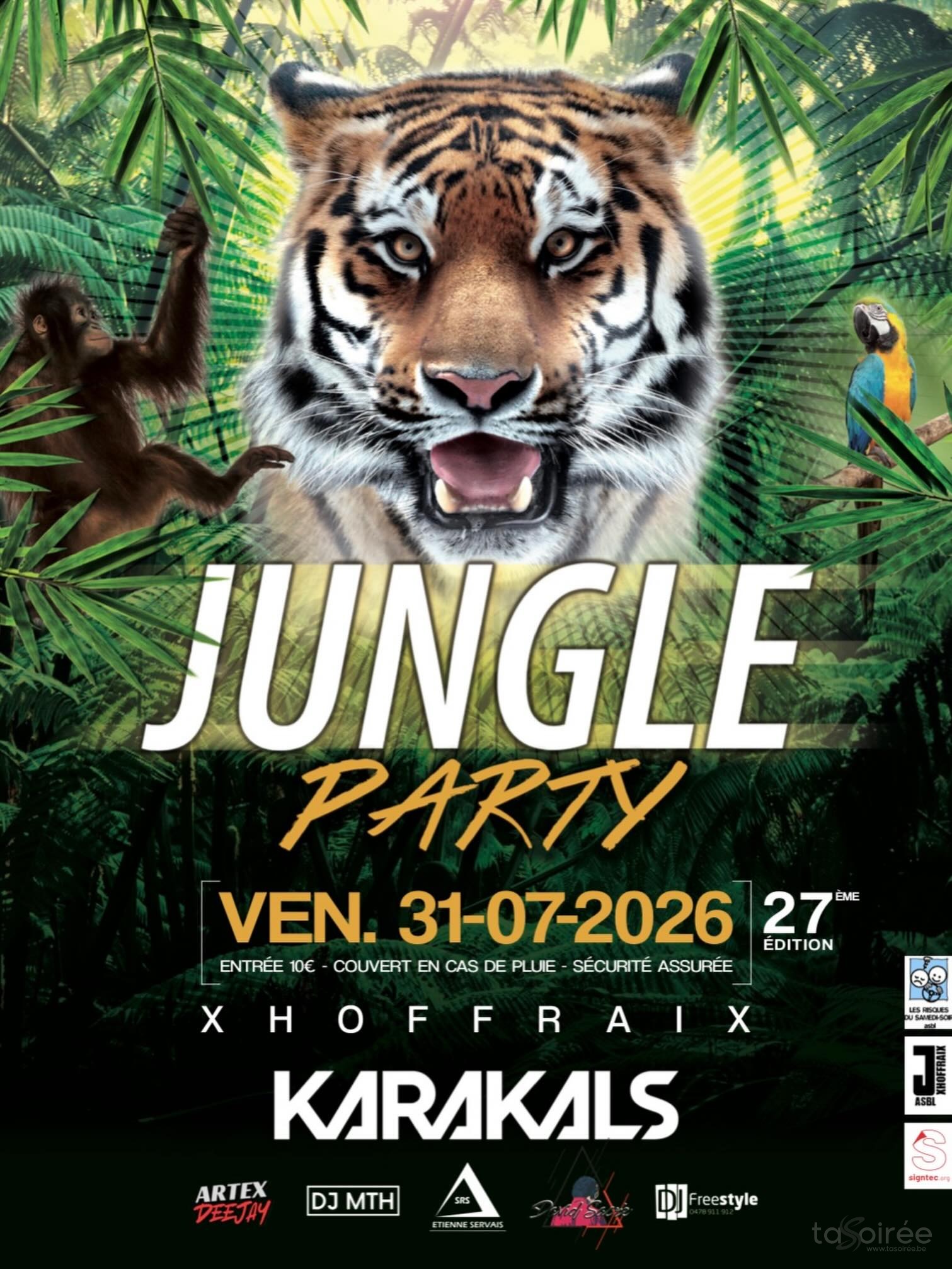 Affiche de la soirée Jungle Party 2026 à Xhoffraix (Malmedy)