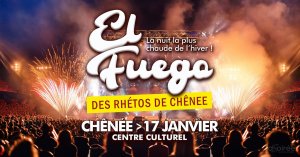 Affiche recto de l'événement : El Fuego - La soirée des rhétos du CSJ de Chênée